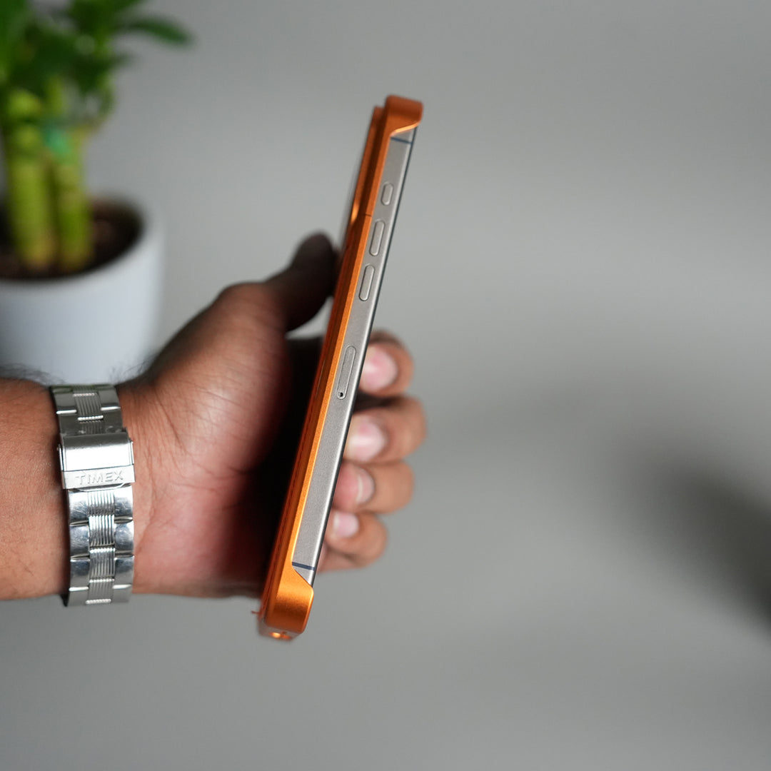 iPhone 17 Series Premium Metallic AeroFLex Leather MagSafe Case (Cosmic Orange)