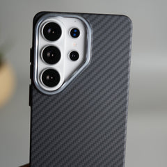 Galaxy S26 Ultra Carbon Fiber Texture Design Hard Pc MagSafe Case Cover (BLACK)
