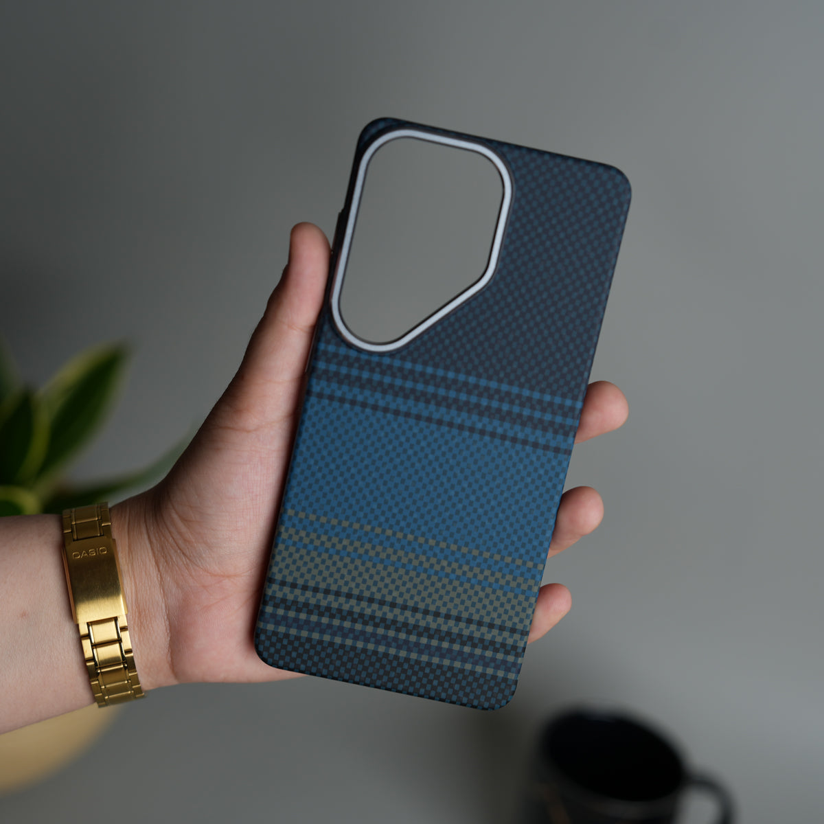 Galaxy S26 Ultra Carbon Fiber Texture Design Hard Pc MagSafe Case Cover (BlueLine)