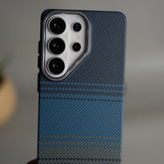 Galaxy S26 Ultra Carbon Fiber Texture Design Hard Pc MagSafe Case Cover (BlueLine)