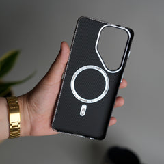 Galaxy S26 Ultra Carbon Fiber Texture Design Hard Pc MagSafe Case Cover Stripe Design
