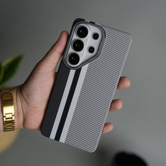 Galaxy S26 Ultra Carbon Fiber Texture Design Hard Pc MagSafe Case Cover Stripe Design
