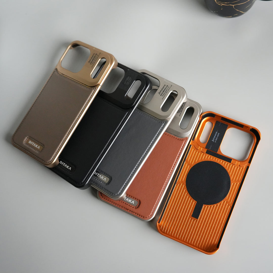 iPhone 17 Series Premium Metallic AeroFLex Leather MagSafe Case