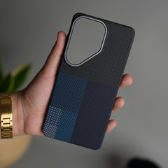 Galaxy S26 Ultra Carbon Fiber Texture Design Hard Pc MagSafe Case Cover (Blue Mix)
