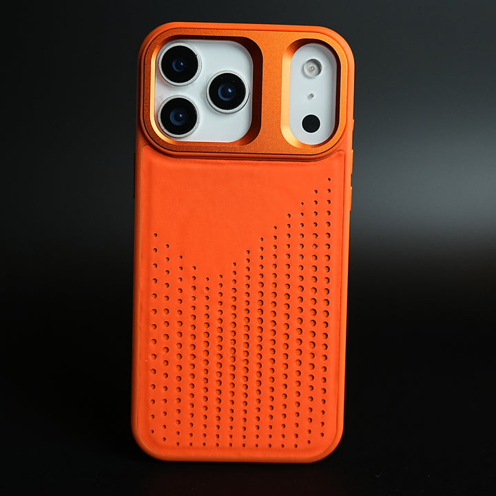 iPhone 17 Series Premium Dot Design PU Leather MagSafe Case with Metal Camera Frame