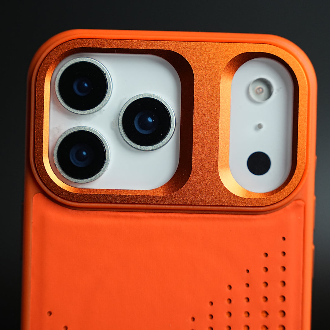 iPhone 17 Series Premium Dot Design PU Leather MagSafe Case with Metal Camera Frame