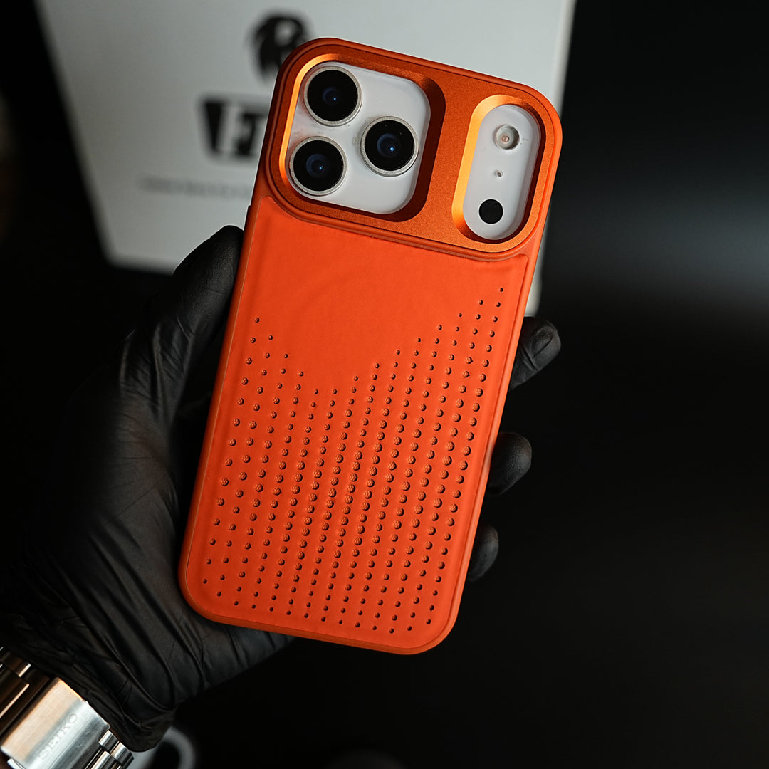 iPhone 17 Series Premium Dot Design PU Leather MagSafe Case with Metal Camera Frame