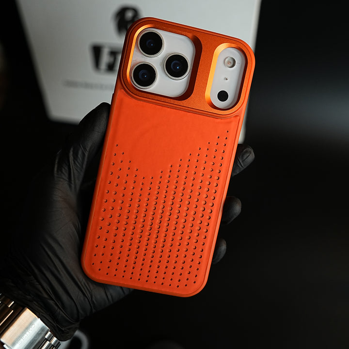 iPhone 17 Series Premium Dot Design PU Leather MagSafe Case with Metal Camera Frame
