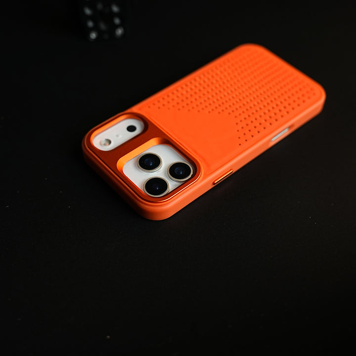 iPhone 17 Series Premium Dot Design PU Leather MagSafe Case with Metal Camera Frame