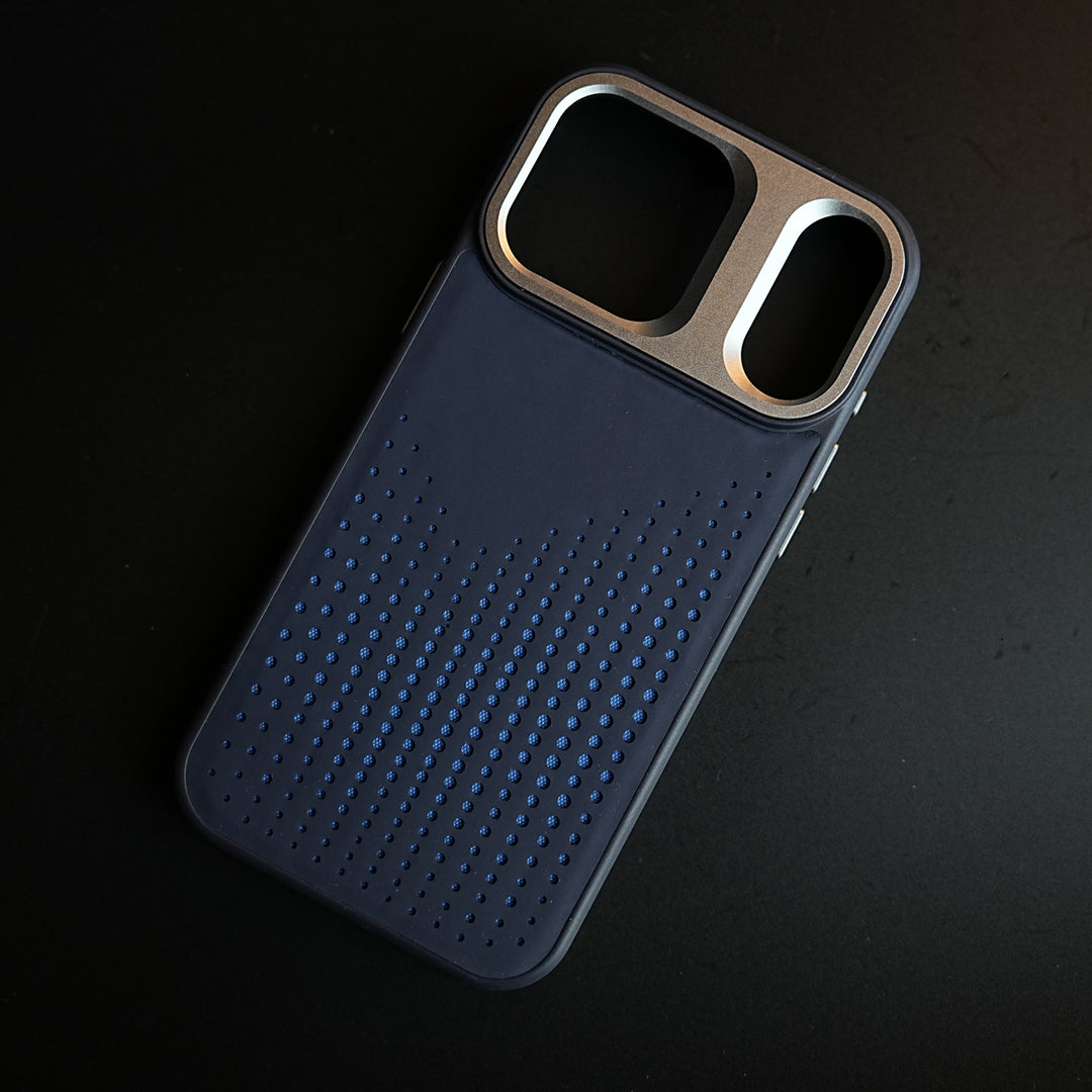 iPhone 17 Series Premium Dot Design PU Leather MagSafe Case with Metal Camera Frame