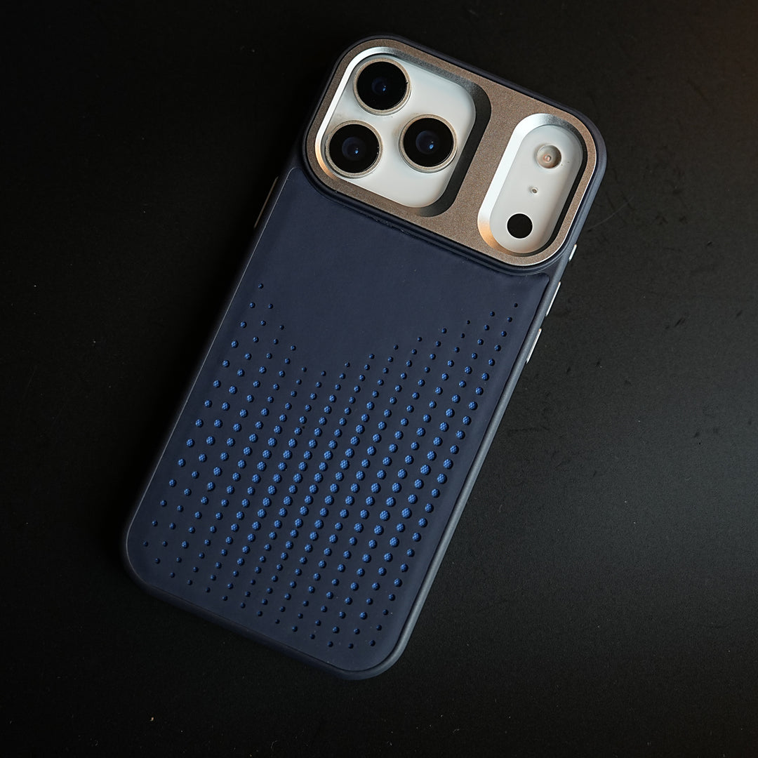 iPhone 17 Series Premium Dot Design PU Leather MagSafe Case with Metal Camera Frame