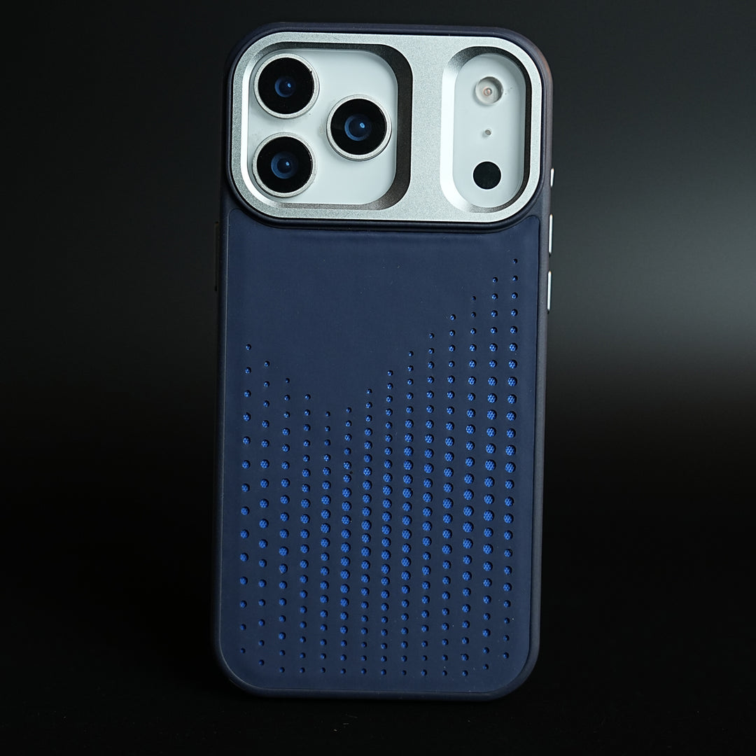iPhone 17 Series Premium Dot Design PU Leather MagSafe Case with Metal Camera Frame