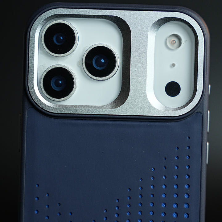 iPhone 17 Series Premium Dot Design PU Leather MagSafe Case with Metal Camera Frame