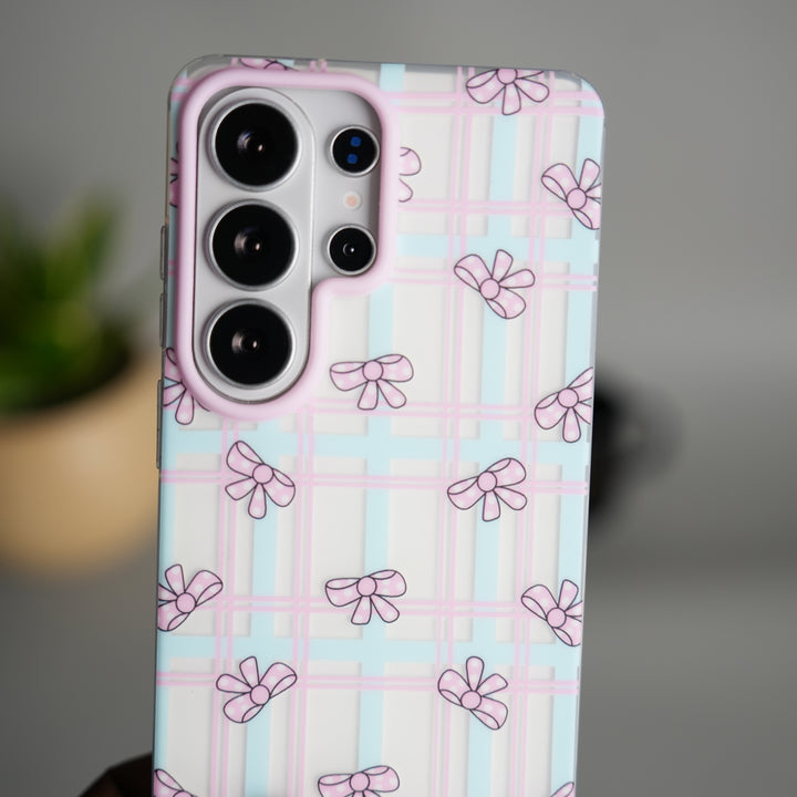Galaxy S26 Ultra frosted Cream Small Bow Design Case