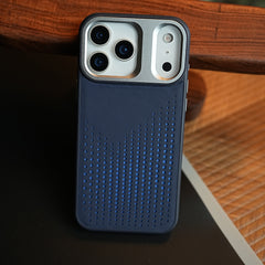 iPhone 17 Series Premium Dot Design PU Leather MagSafe Case with Metal Camera Frame