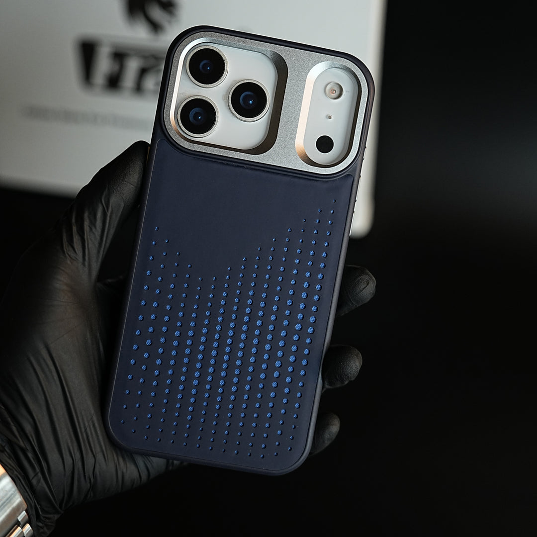iPhone 17 Series Premium Dot Design PU Leather MagSafe Case with Metal Camera Frame