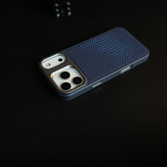 iPhone 17 Series Premium Dot Design PU Leather MagSafe Case with Metal Camera Frame