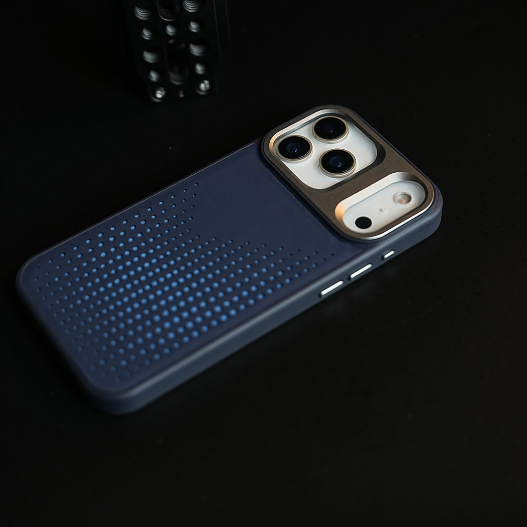 iPhone 17 Series Premium Dot Design PU Leather MagSafe Case with Metal Camera Frame