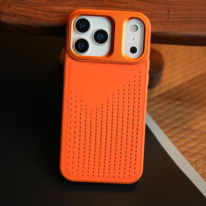 iPhone 17 Series Premium Dot Design PU Leather MagSafe Case with Metal Camera Frame