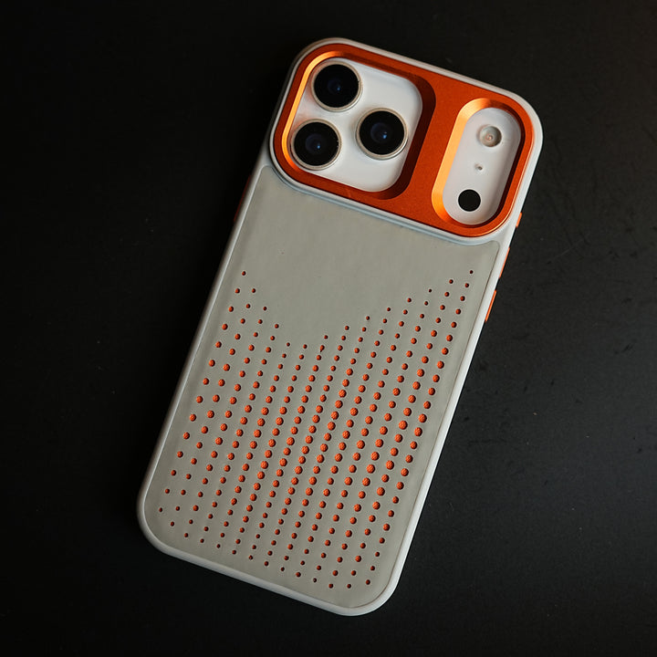 iPhone 17 Series Premium Dot Design PU Leather MagSafe Case with Metal Camera Frame