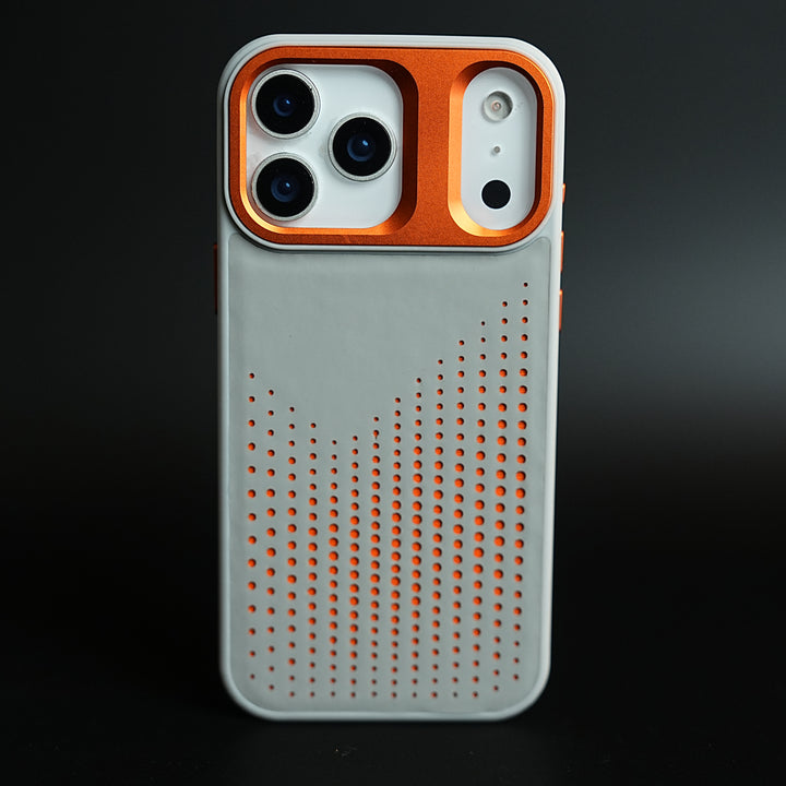 iPhone 17 Series Premium Dot Design PU Leather MagSafe Case with Metal Camera Frame