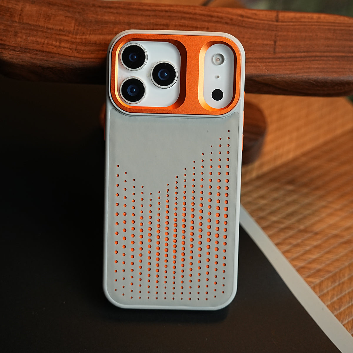 iPhone 17 Series Premium Dot Design PU Leather MagSafe Case with Metal Camera Frame