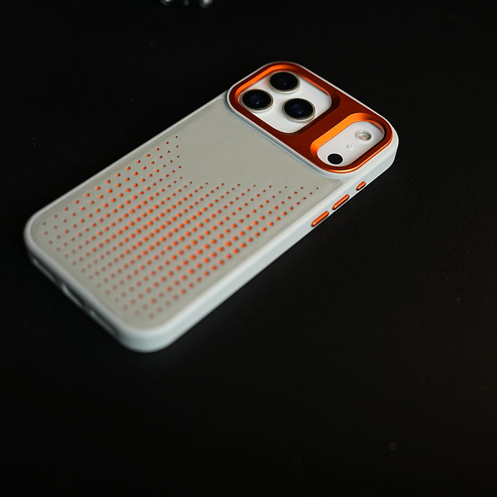 iPhone 17 Series Premium Dot Design PU Leather MagSafe Case with Metal Camera Frame