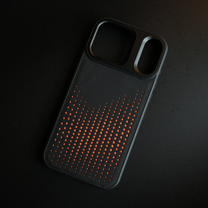iPhone 17 Series Premium Dot Design PU Leather MagSafe Case with Metal Camera Frame