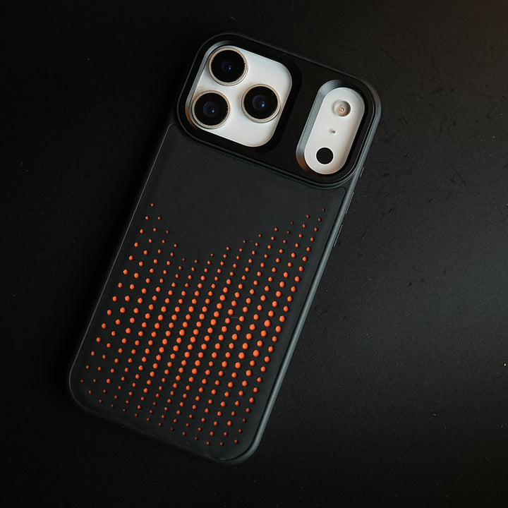 iPhone 17 Series Premium Dot Design PU Leather MagSafe Case with Metal Camera Frame
