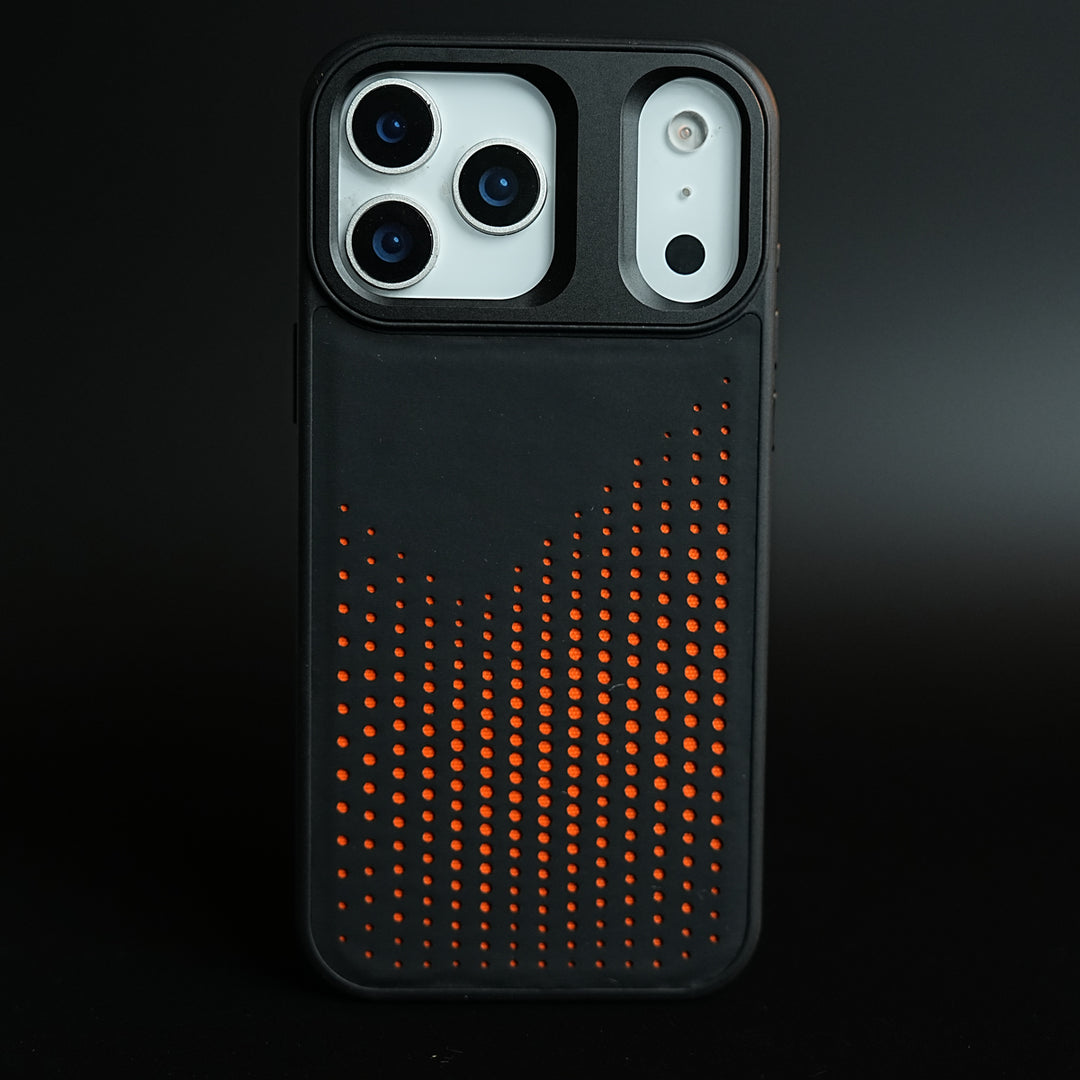 iPhone 17 Series Premium Dot Design PU Leather MagSafe Case with Metal Camera Frame