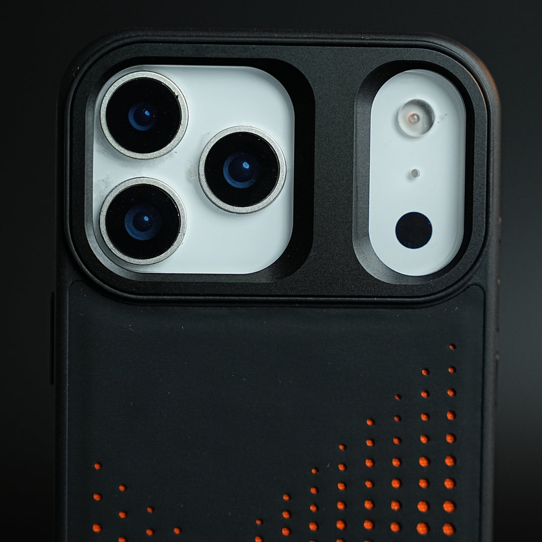 iPhone 17 Series Premium Dot Design PU Leather MagSafe Case with Metal Camera Frame