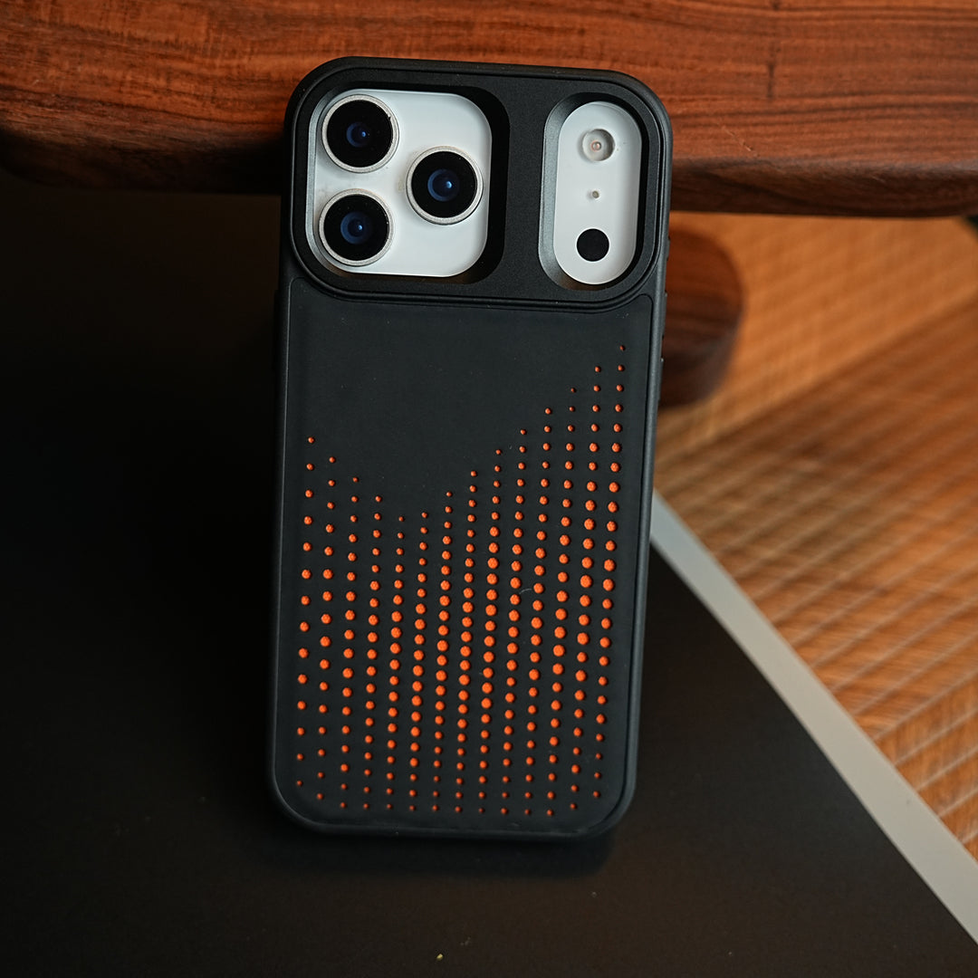 iPhone 17 Series Premium Dot Design PU Leather MagSafe Case with Metal Camera Frame
