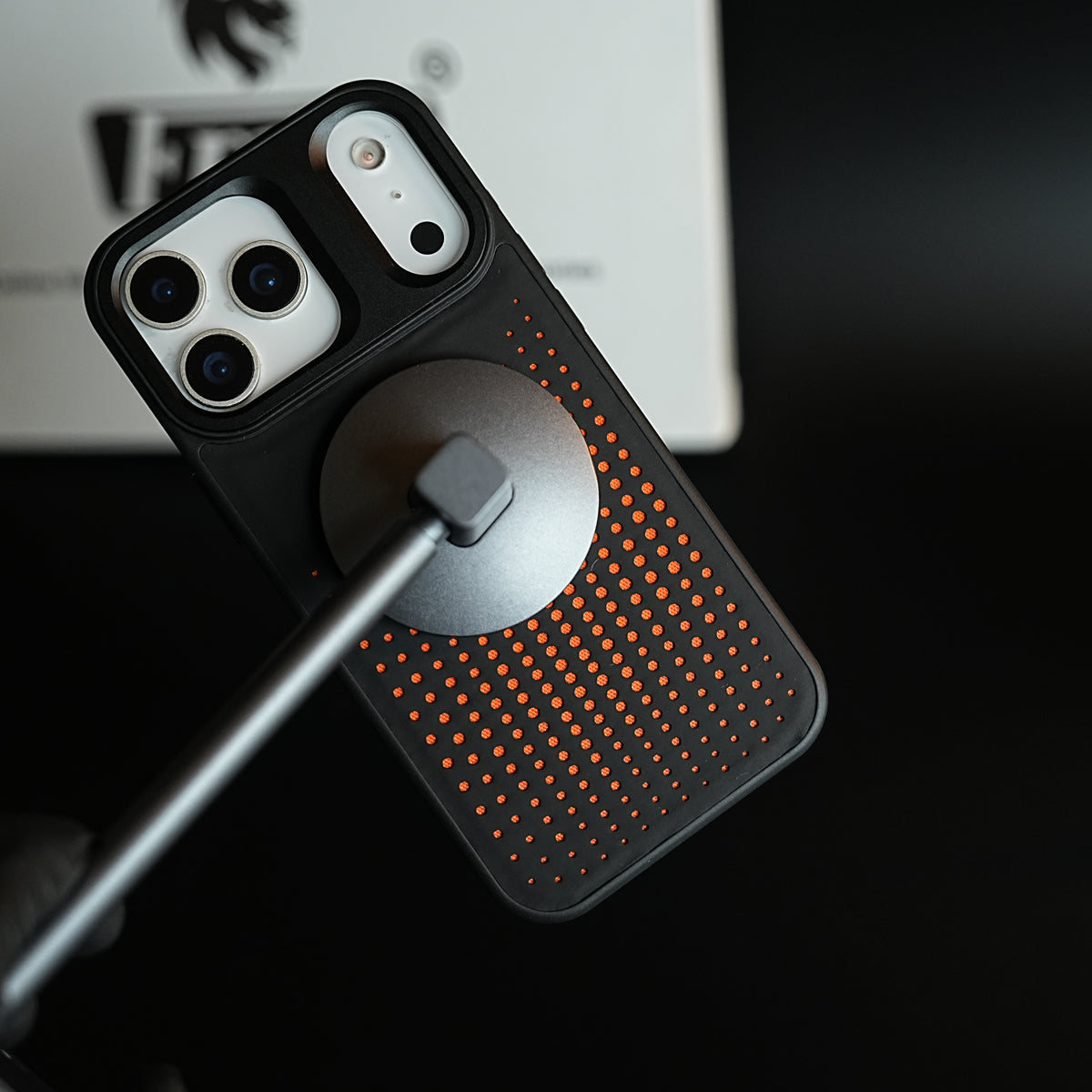 iPhone 17 Series Premium Dot Design PU Leather MagSafe Case with Metal Camera Frame