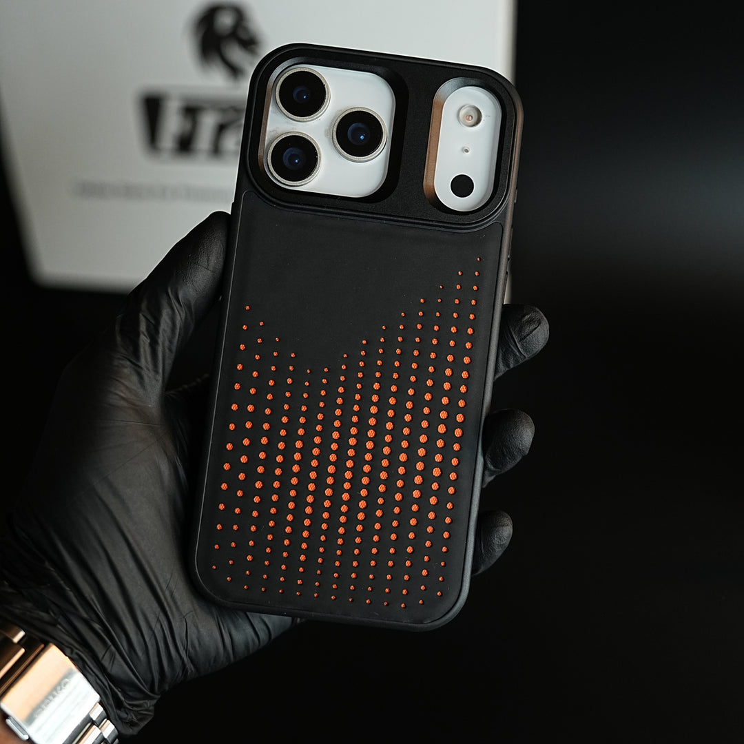 iPhone 17 Series Premium Dot Design PU Leather MagSafe Case with Metal Camera Frame