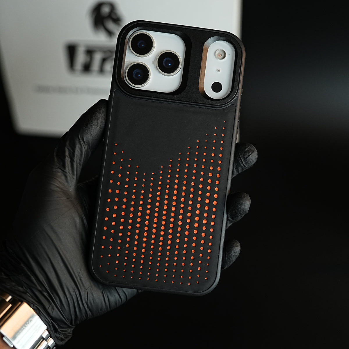 iPhone 17 Series Premium Dot Design PU Leather MagSafe Case with Metal Camera Frame
