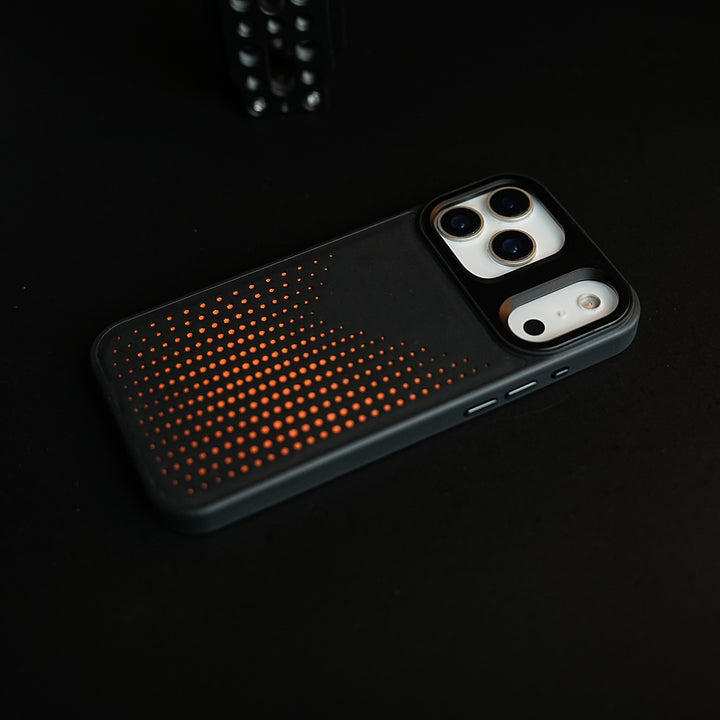 iPhone 17 Series Premium Dot Design PU Leather MagSafe Case with Metal Camera Frame