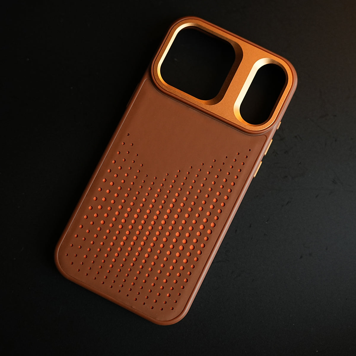 iPhone 17 Series Premium Dot Design PU Leather MagSafe Case with Metal Camera Frame