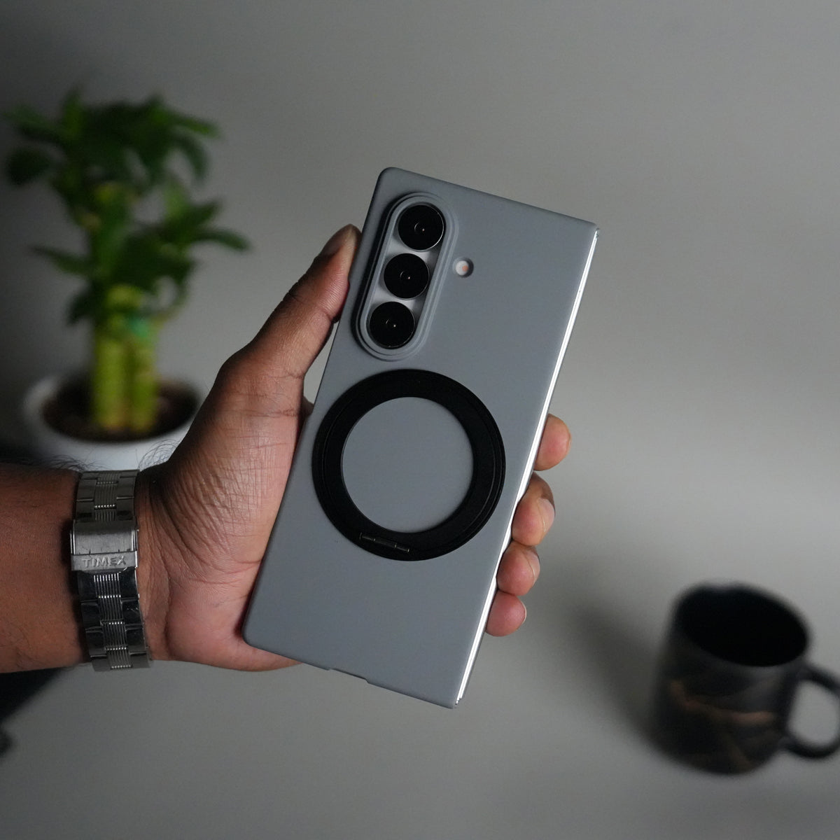 Galaxy Z Fold 6 Case | 360° Rotating Stand + Front Glass Cover