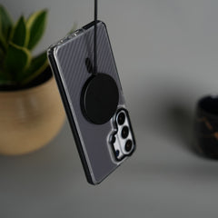 Galaxy S26 Ultra Carbon Texture Transparent Metal Camera Ring MagSafe Cover