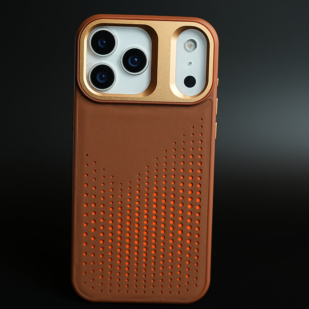 iPhone 17 Series Premium Dot Design PU Leather MagSafe Case with Metal Camera Frame