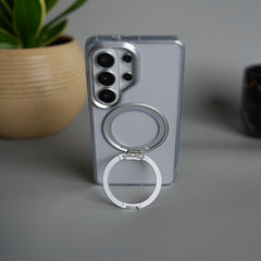 Galaxy S26 Ultra Clear Cover With Metal Stand and Metal Camera Bump