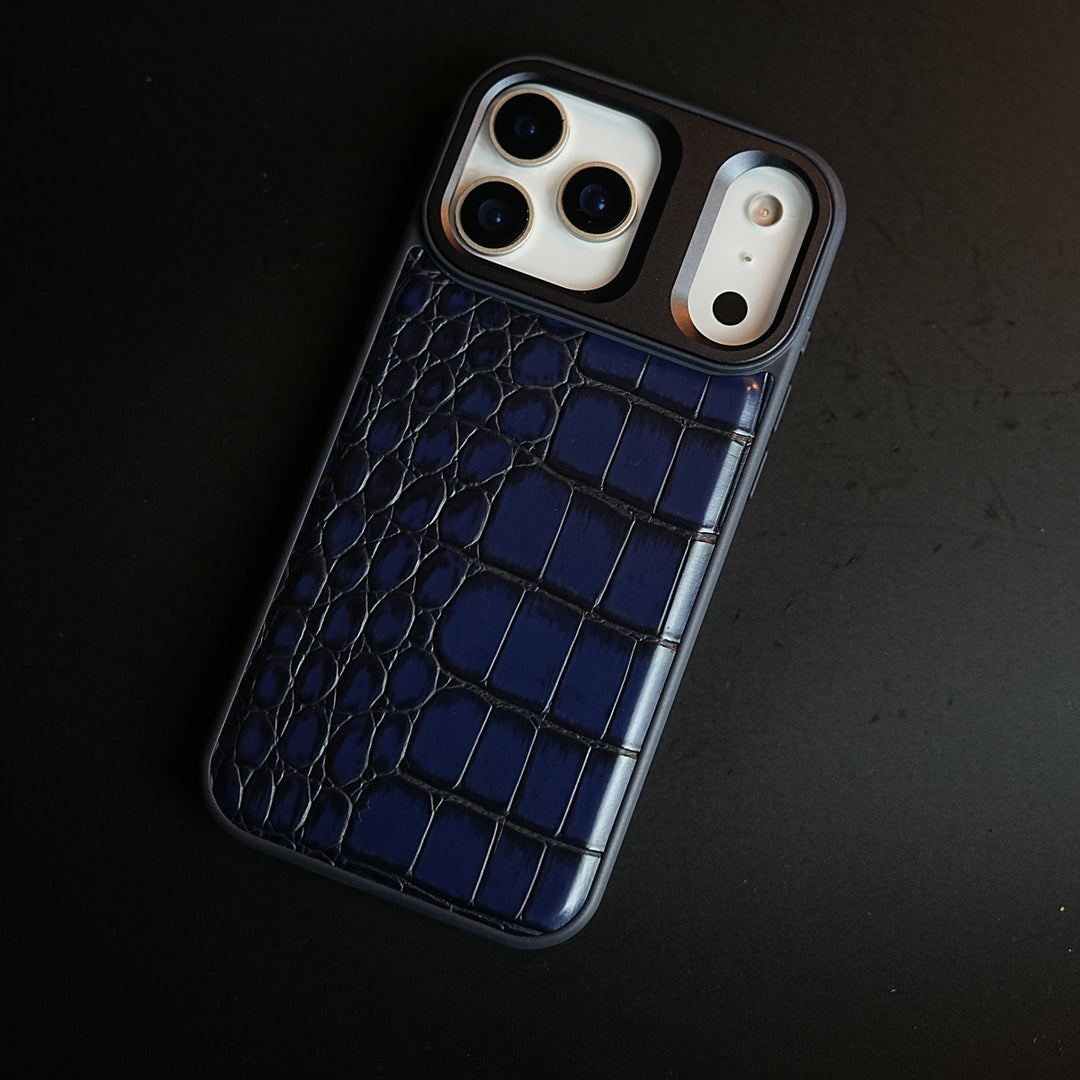 iPhone 17 Series Premium Croc Texture PU Leather MagSafe Case with Metal Camera Frame
