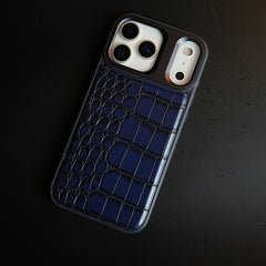 iPhone 17 Series Premium Croc Texture PU Leather MagSafe Case with Metal Camera Frame