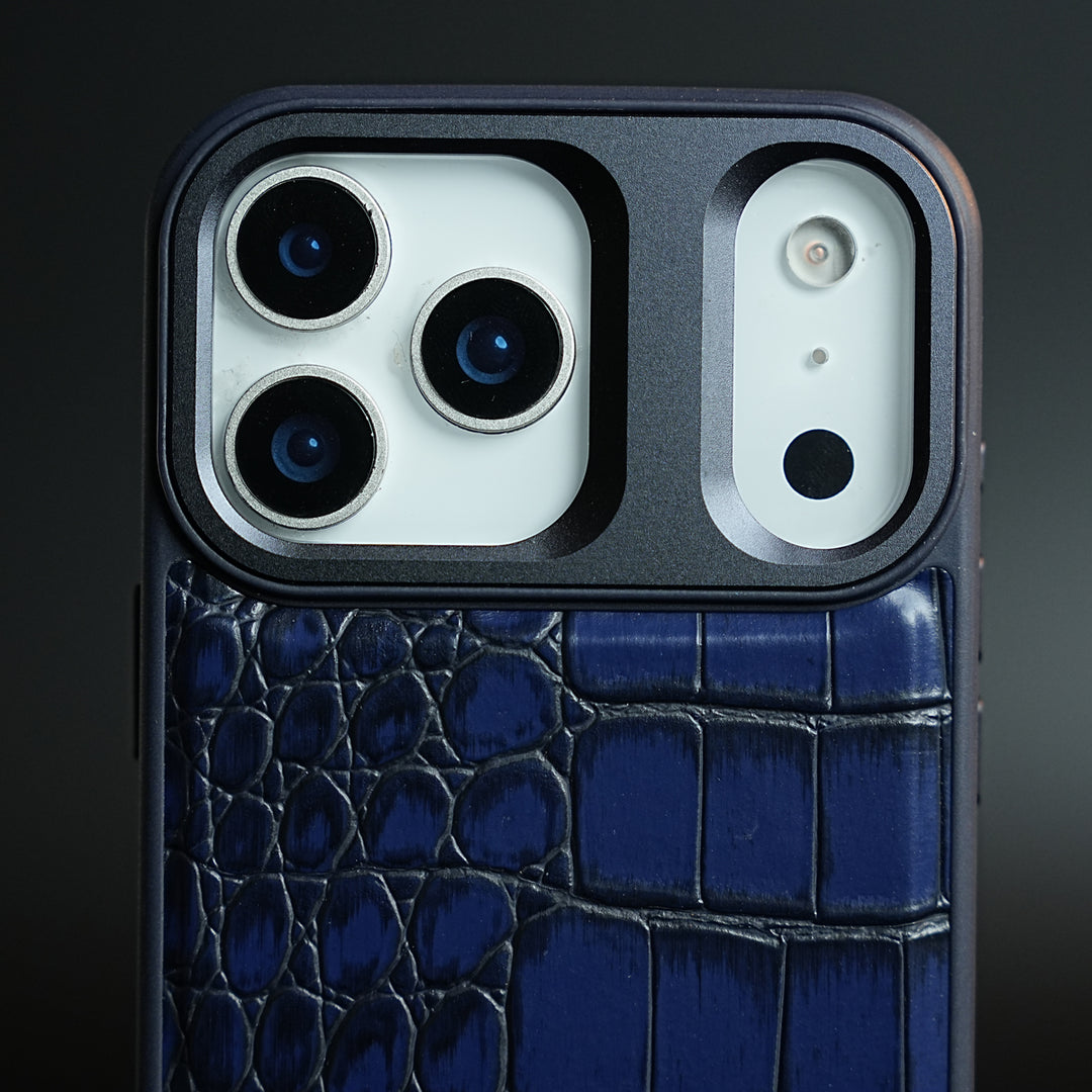 iPhone 17 Series Premium Croc Texture PU Leather MagSafe Case with Metal Camera Frame