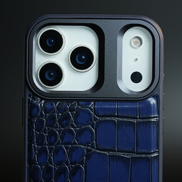 iPhone 17 Series Premium Croc Texture PU Leather MagSafe Case with Metal Camera Frame