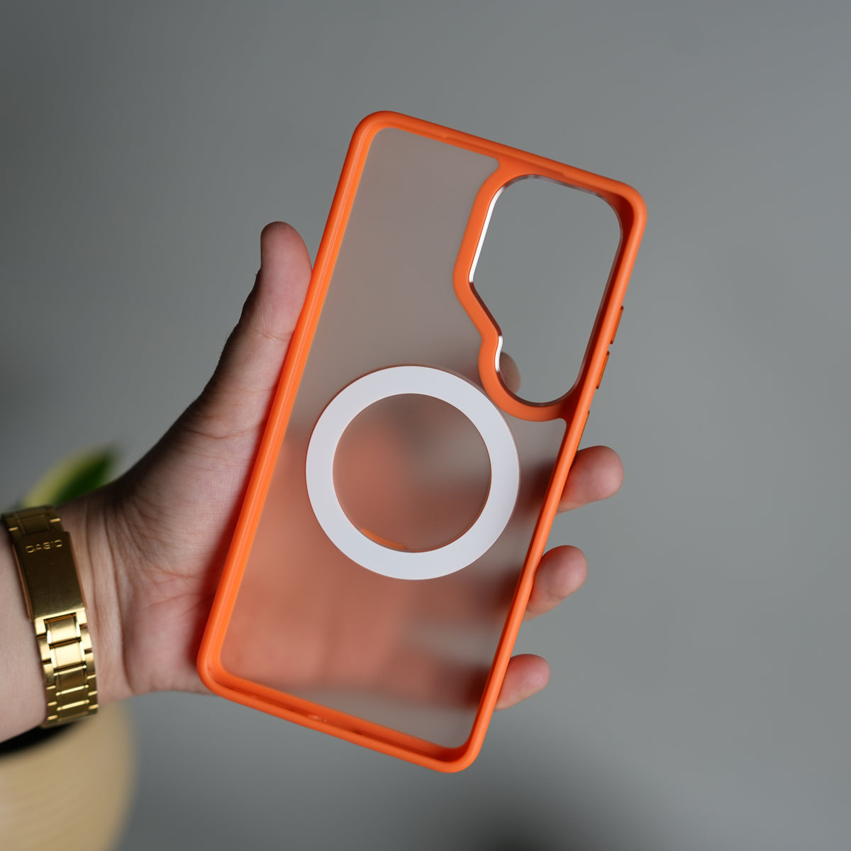 Galaxy S26 Ultra Frosted Cover With Metal Stand and Metal Camera Bump