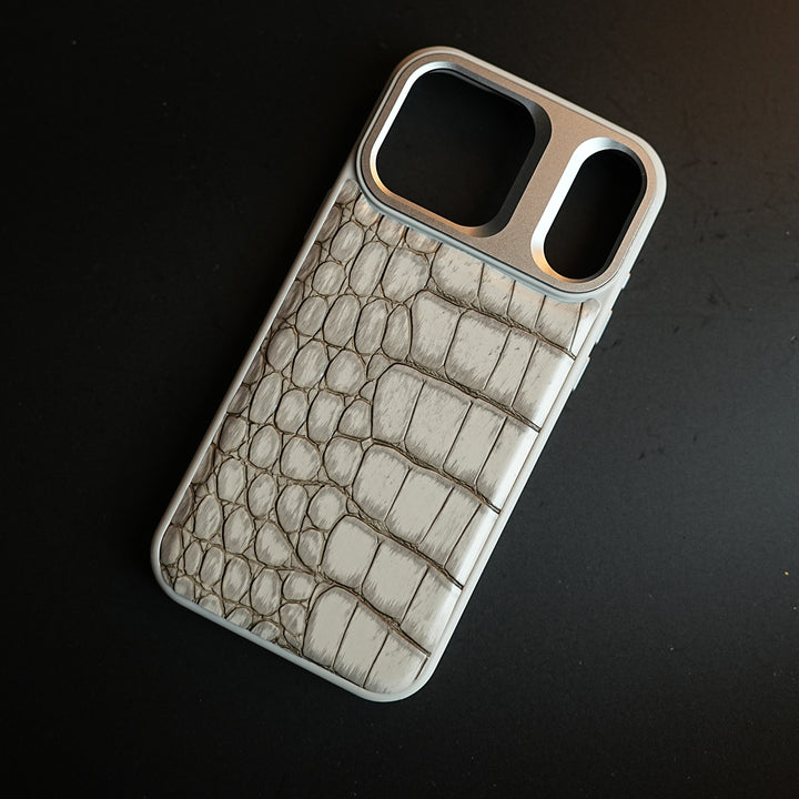 iPhone 17 Series Premium Croc Texture PU Leather MagSafe Case with Metal Camera Frame