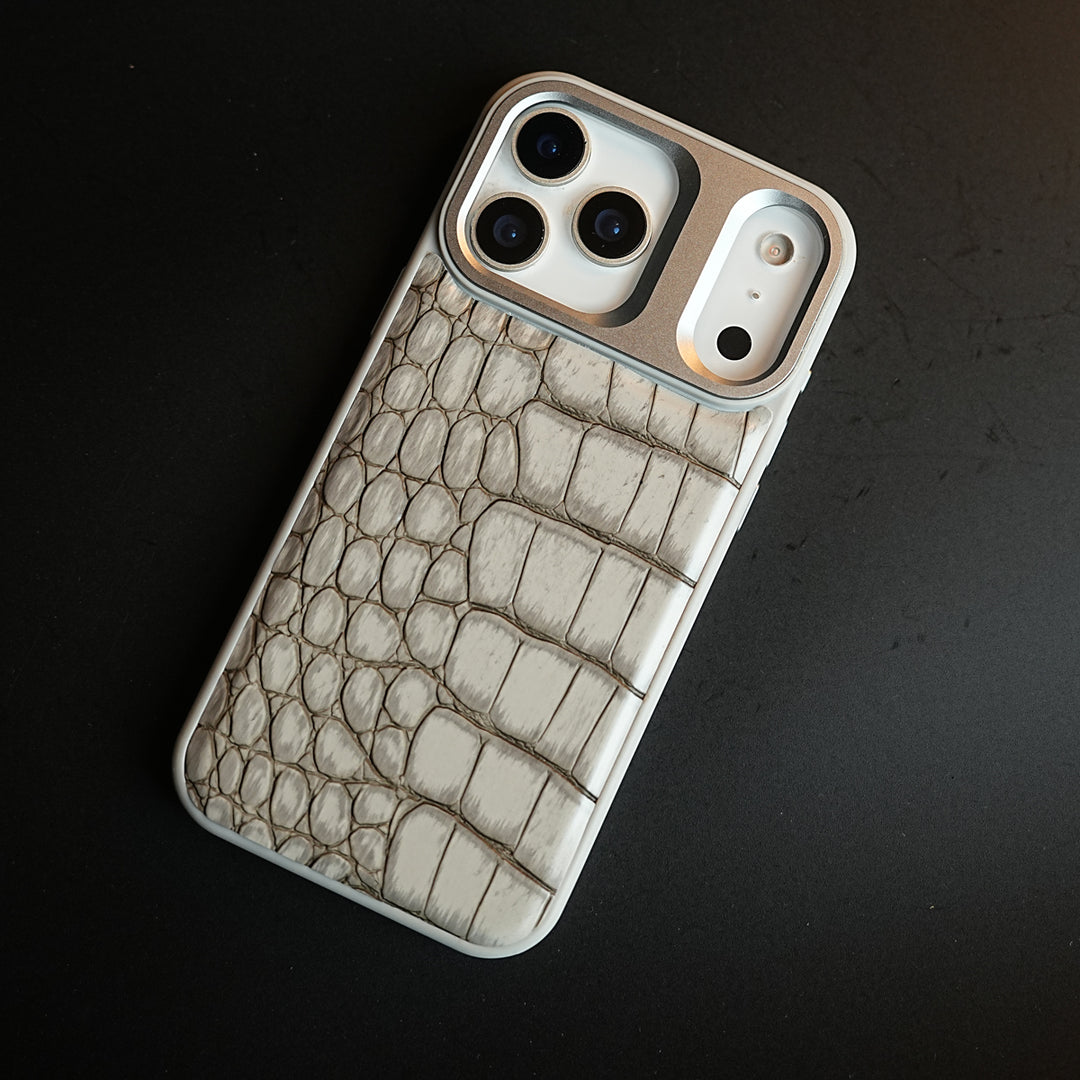 iPhone 17 Series Premium Croc Texture PU Leather MagSafe Case with Metal Camera Frame