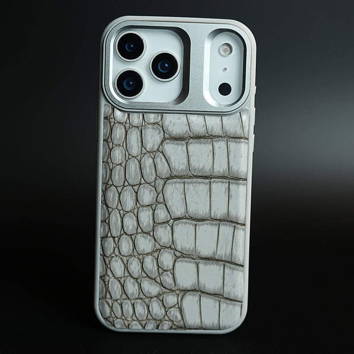 iPhone 17 Series Premium Croc Texture PU Leather MagSafe Case with Metal Camera Frame