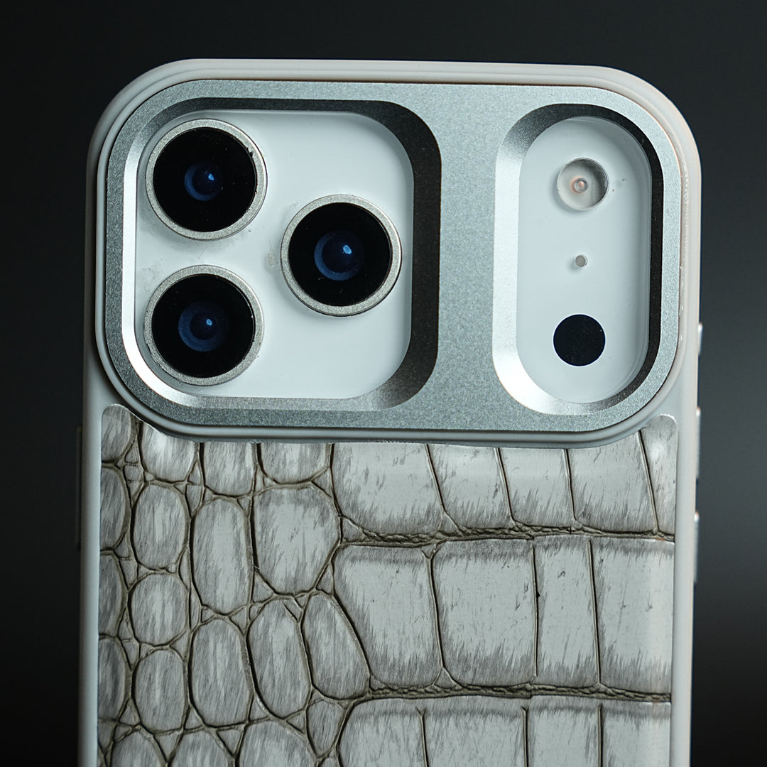 iPhone 17 Series Premium Croc Texture PU Leather MagSafe Case with Metal Camera Frame